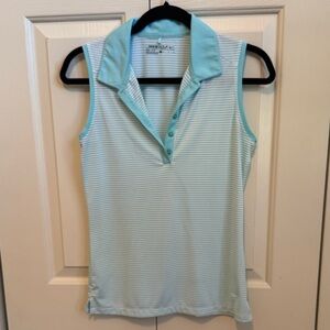 Nike Sleeveless Polo Tank in Aqua Stripe